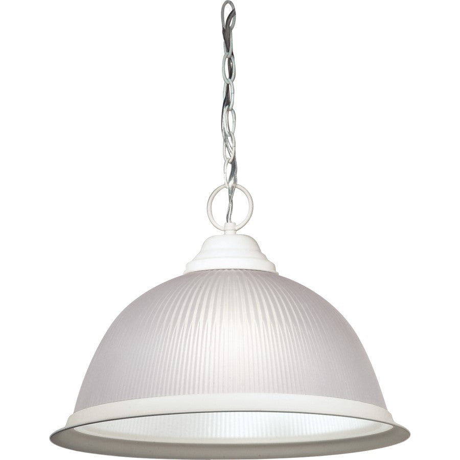 Nuvo SF76-692 15in 1-Light Pendant | Traditional Textured White and Frosted Prismatic Glass | Kitchen Island & Dining Room | 15 x 15 x | Model SF76-692