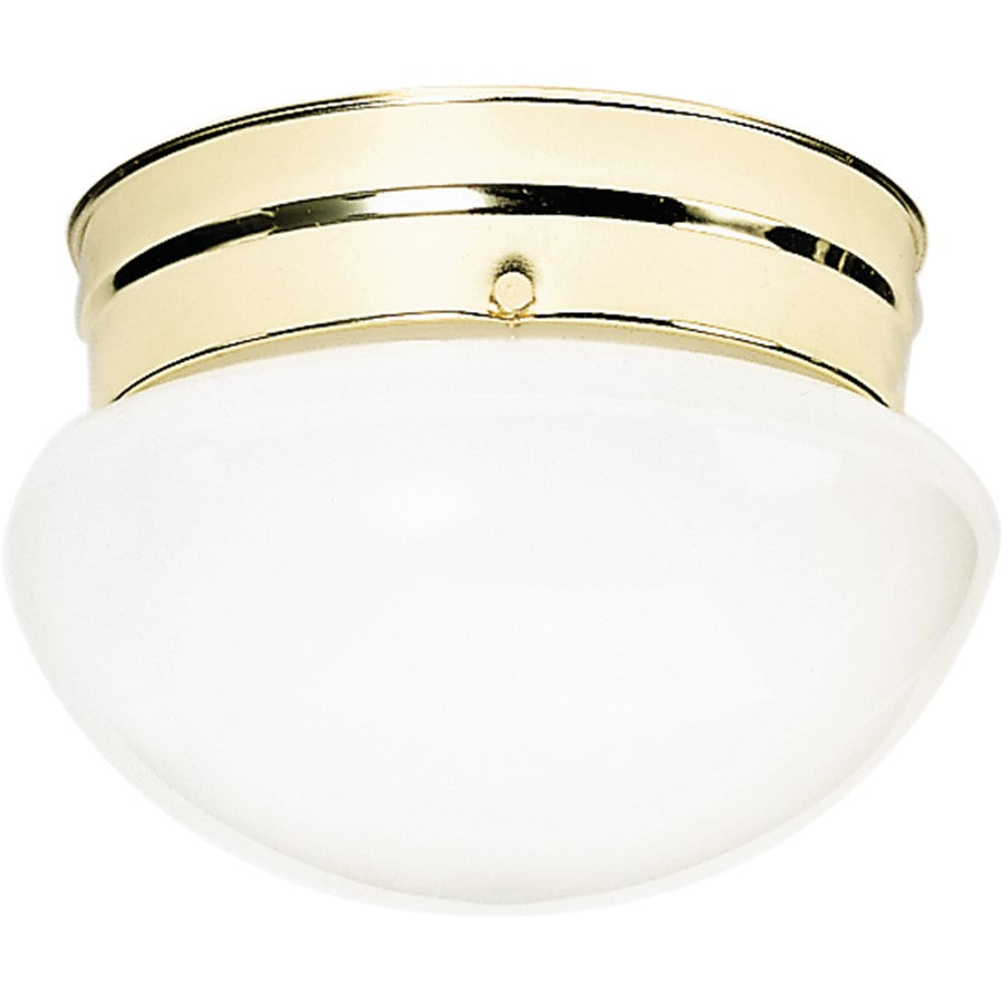Nuvo Medium Mushroom 10in 2-Light Flush Mount | Traditional Polished Brass and White Glass | Entryway & Hallway | 9.5 x 9.5 x 6 in | Model SF77-061