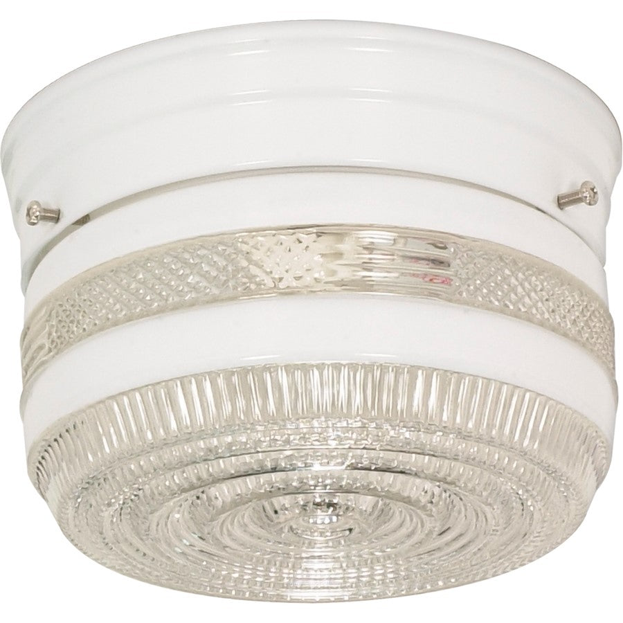 Nuvo SF77-097 6in 1-Light Flush Mount | Traditional White and Small Crystal Glass | Hallway & Bathroom | 6 x 6 x 5 in | Model SF77-097
