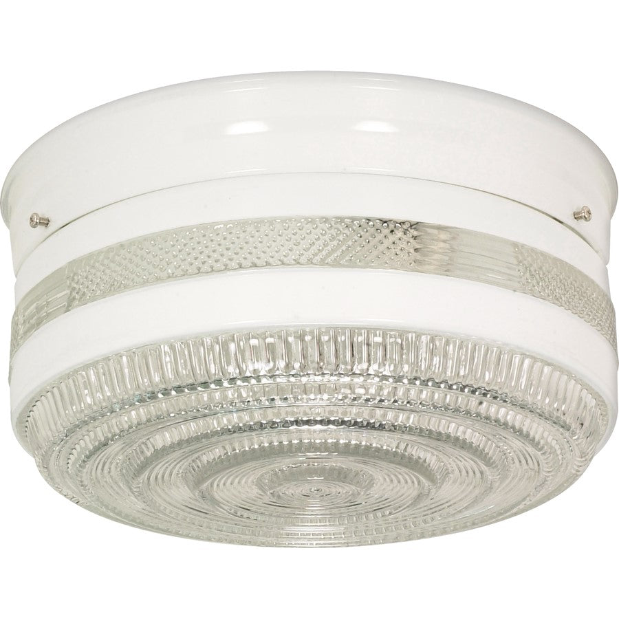 Nuvo SF77-099 10in 2-Light Flush Mount | Traditional White and Large Crystal Glass | Entryway & Hallway | 10 x 10 x 7 in | Model SF77-099