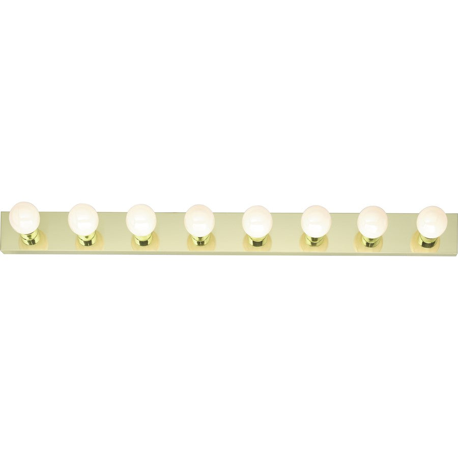 Nuvo Lighting 48in 8-Light Vanity Strip | Traditional Polished Brass and Clear Glass | Bathroom Vanity | 48 x 4.75 x 2 in | Model SF77-191