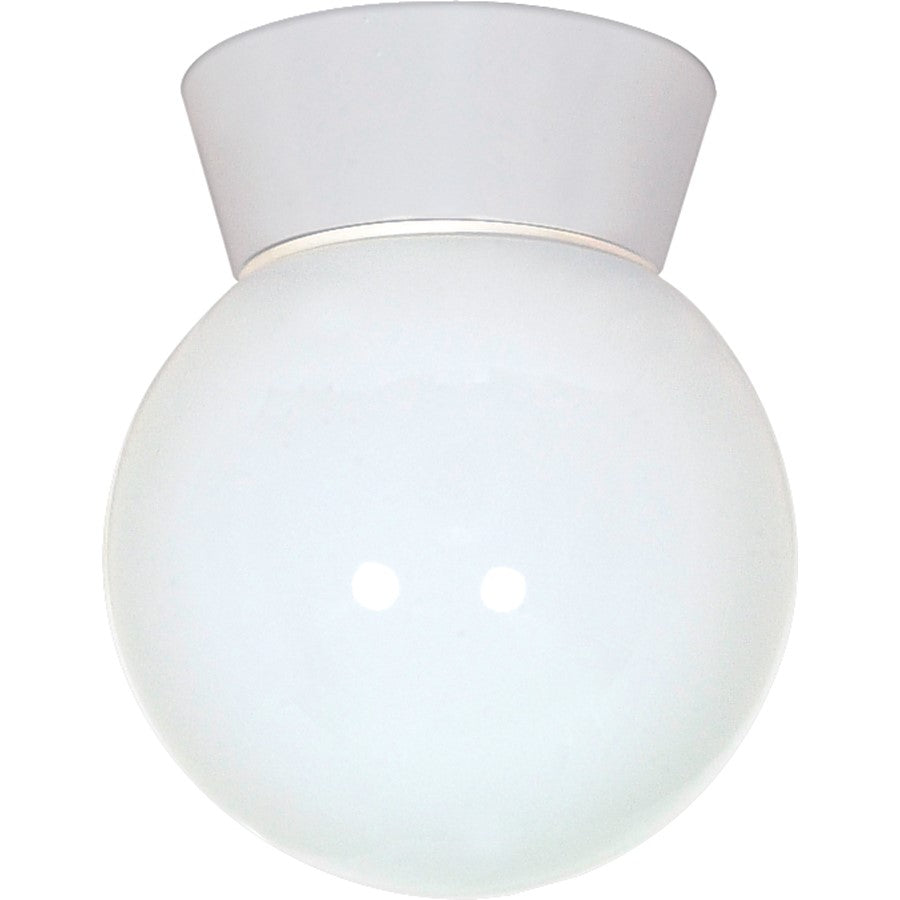 Nuvo Lighting SF77-532 1-Light Outdoor Flush Mount | Traditional White and White Glass Globe | Covered Patio & Entryway | 6 x 6 x 7.25 in | Model SF77-532