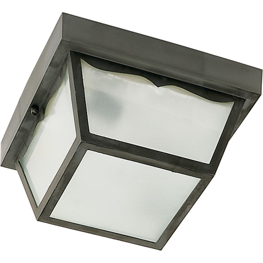 Nuvo SF77-863 8in 1-Light Carport Flush Mount | Traditional Black Aluminum and Frosted Acrylic | Covered Patio & Entryway | 8.25 x 8.25 x | Model SF77-863