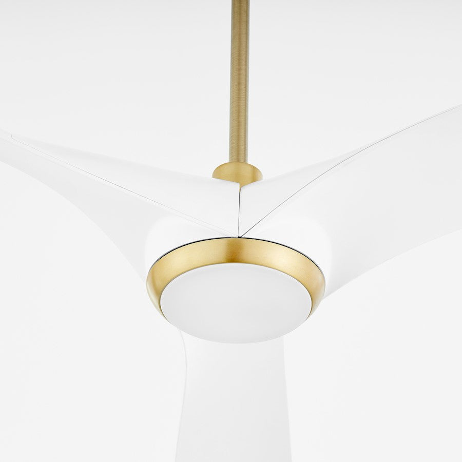 Oxygen Lighting Ridley 58" Ceiling Fan, Aged Brass/White Blades