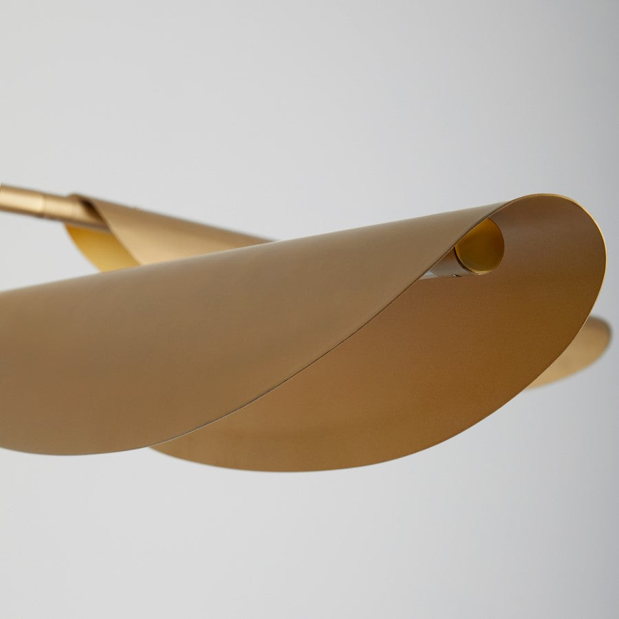 4 Light Chandelier, Aged Brass