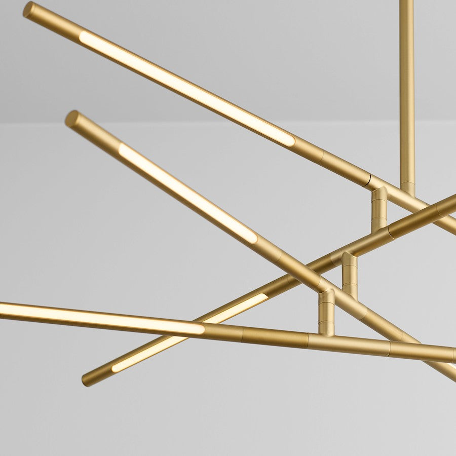 8 Light Pendant, Aged Brass