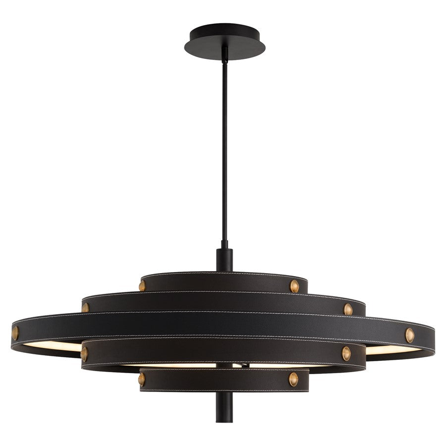 Oxygen Lighting Borealis 36" 5Cct Leather Pendant, Black
