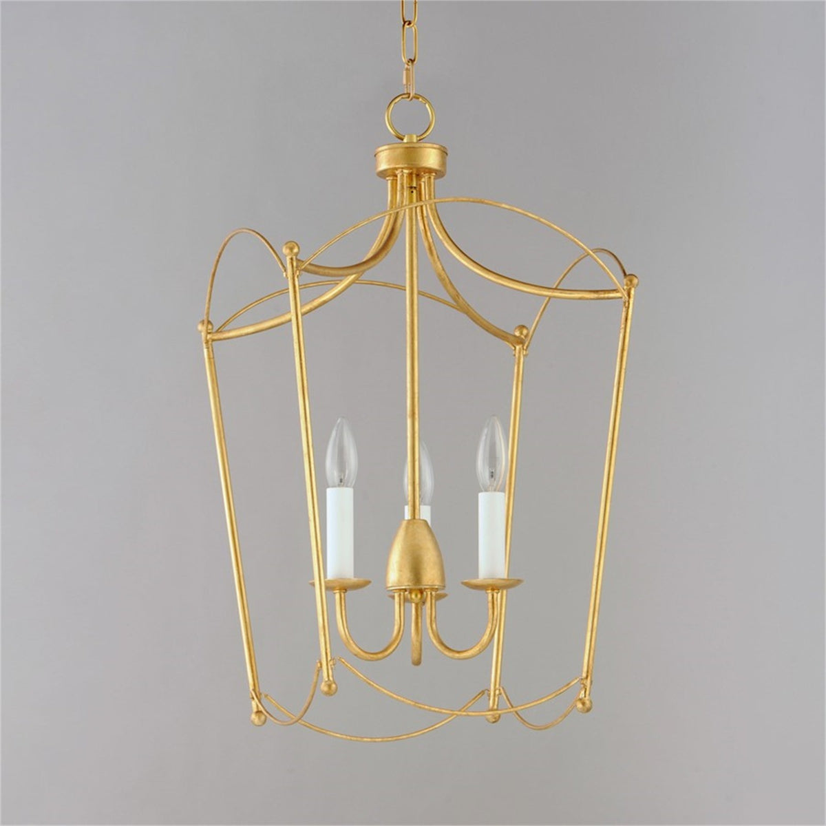 Maxim Plumette 3-Light Pendant | French Country Gold Leaf Steel | Kitchen Island & Dining Room | 14 x 24 in | Model MX12163GL