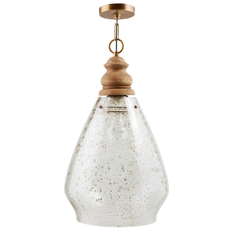 OPEN BOX: Capital 1 Light Teardrop Pendant, Wood/Patinaed Brass