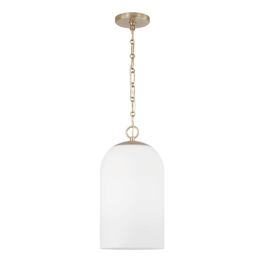 OPEN BOX ITEM: Capital Cleo 1 Light 9" Pendant, Brass/White - 355811MA-554