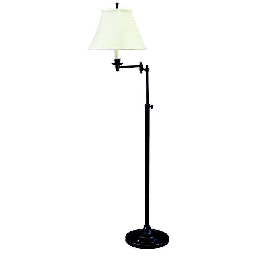 OPEN BOX: House of Troy Club 1 Light Adj.Swing Arm Floor Lamp, BK - CL200-BLK