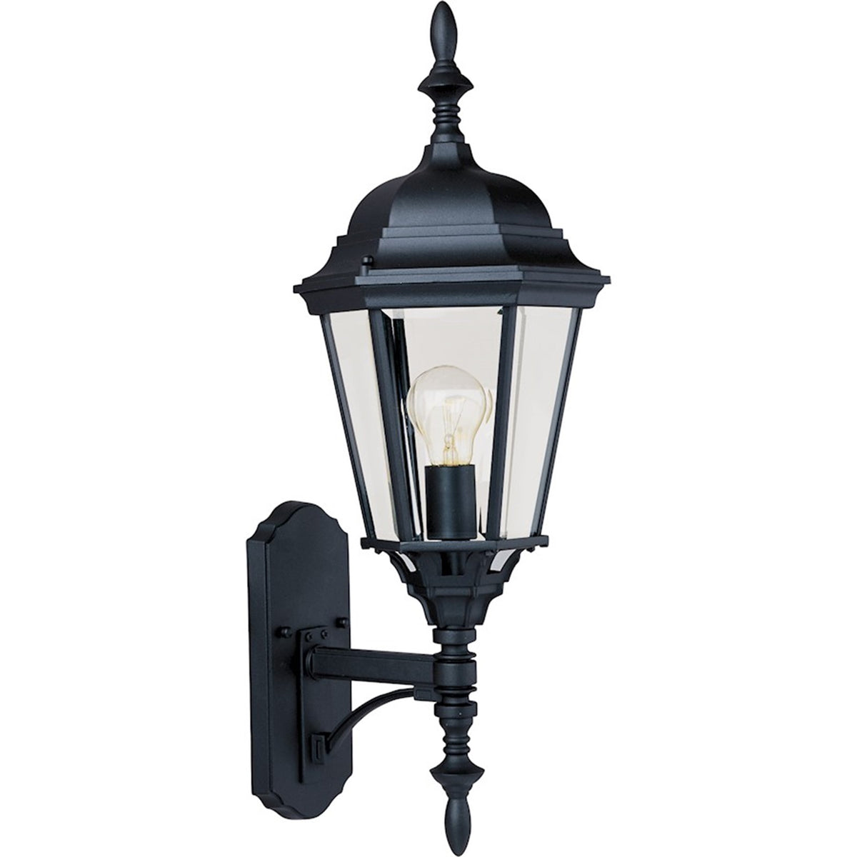 OPEN BOX ITEM: Maxim Lighting Westlake 24in 1-Light Outdoor Wall Lantern | Mediterranean Black Die Cast Aluminum and Clear Glass | Entryway | Model MX1003BK