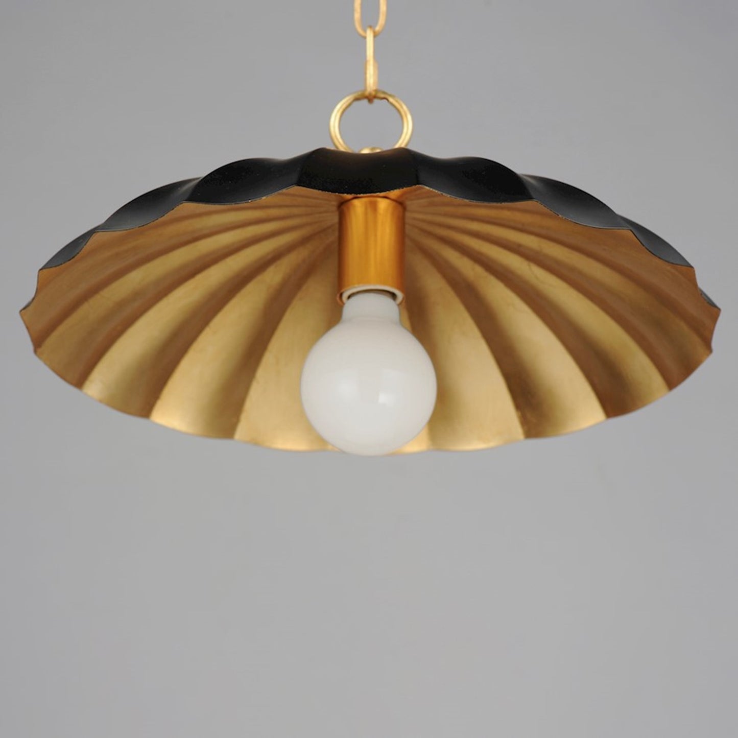 OPEN BOX: Maxim Lighting Primrose 16in 1-Light Pendant | Nostalgic Black Steel and Gold Leaf | Kitchen Island & Dining Room | Model MX18055BKGL