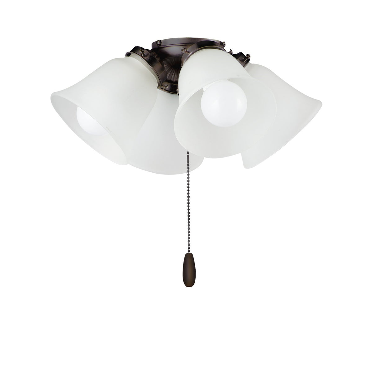 OPEN BOX ITEM: Maxim Lighting Basic-Max 15in 4-Light Ceiling Fan Light Kit | Traditional Oil Rubbed Bronze and Frosted Glass | Bedroom | Model MXFKT210FTOI