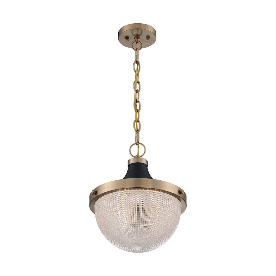 OPEN BOX: Nuvo Faro 1 Light 13" Pendant, Prismatic/Brass/Black