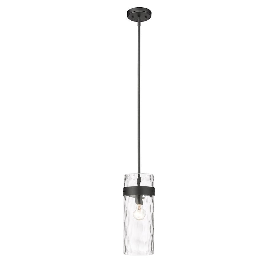 OPEN BOX: Z-Lite Fontaine 1 Light Pendant, Matte Black/Clear - ZL3035P6-MB