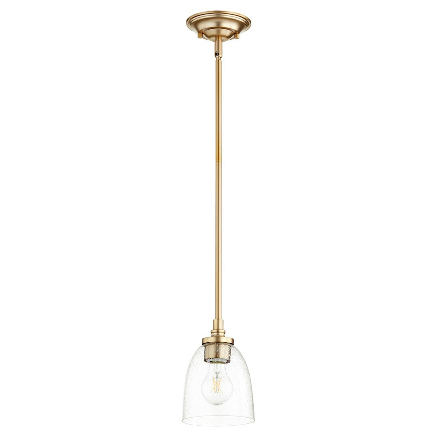 Quorum Rossington 1 Light Pendant, Aged Brass/Clear Seeded
