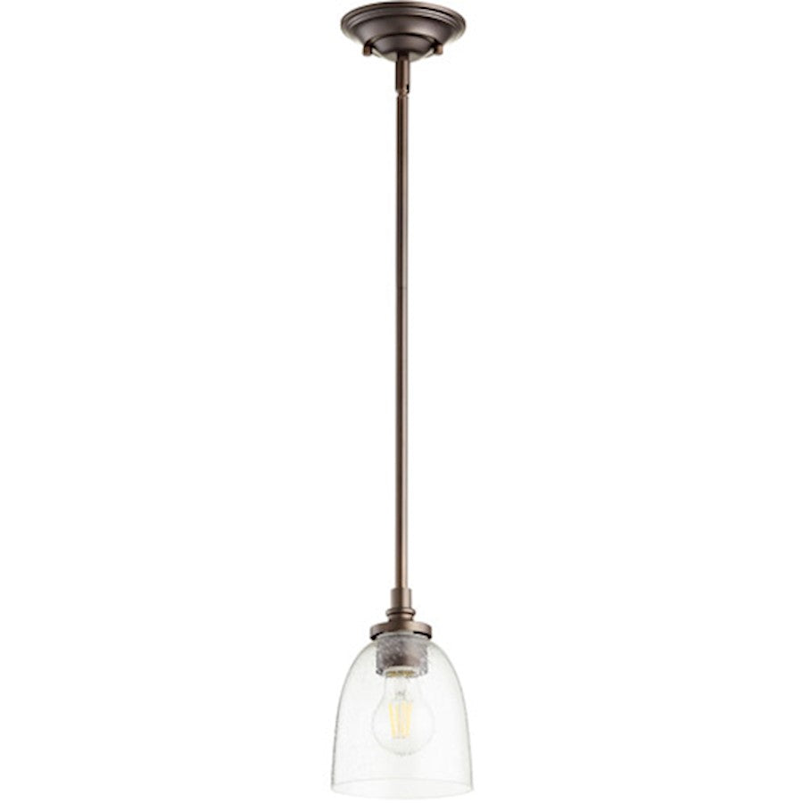 Quorum Rossington 1 Light Pendant, Oiled Bronze/Clear Seeded