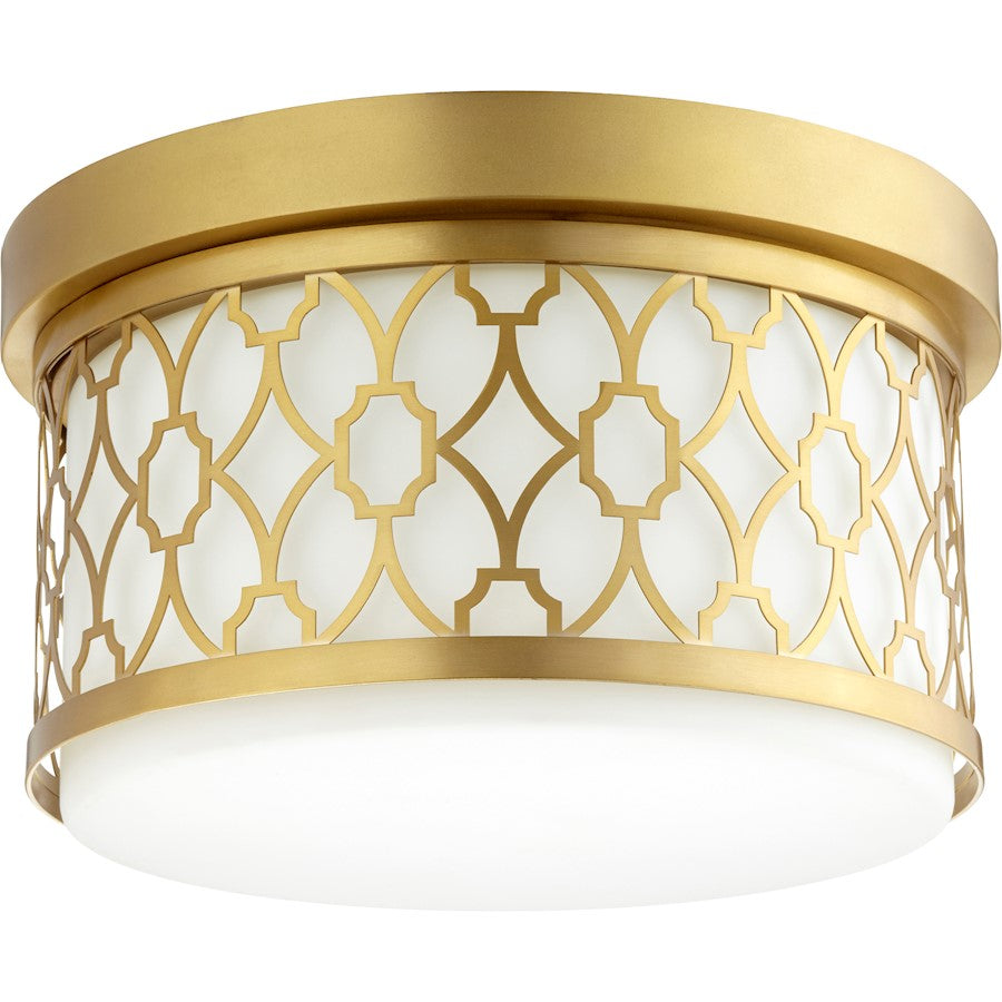 Quorum 2 Light 12' Ceiling Mount, Brass