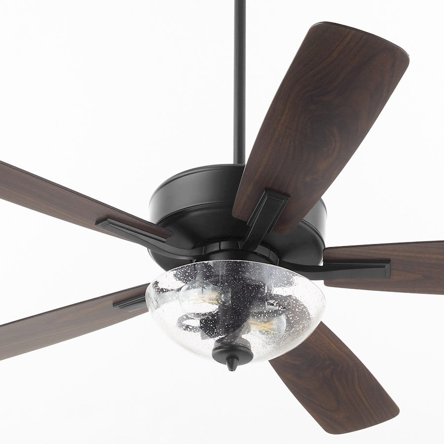 Quorum Ovation Clear/Seeded Bowl Ceiling Fan, Matte Black