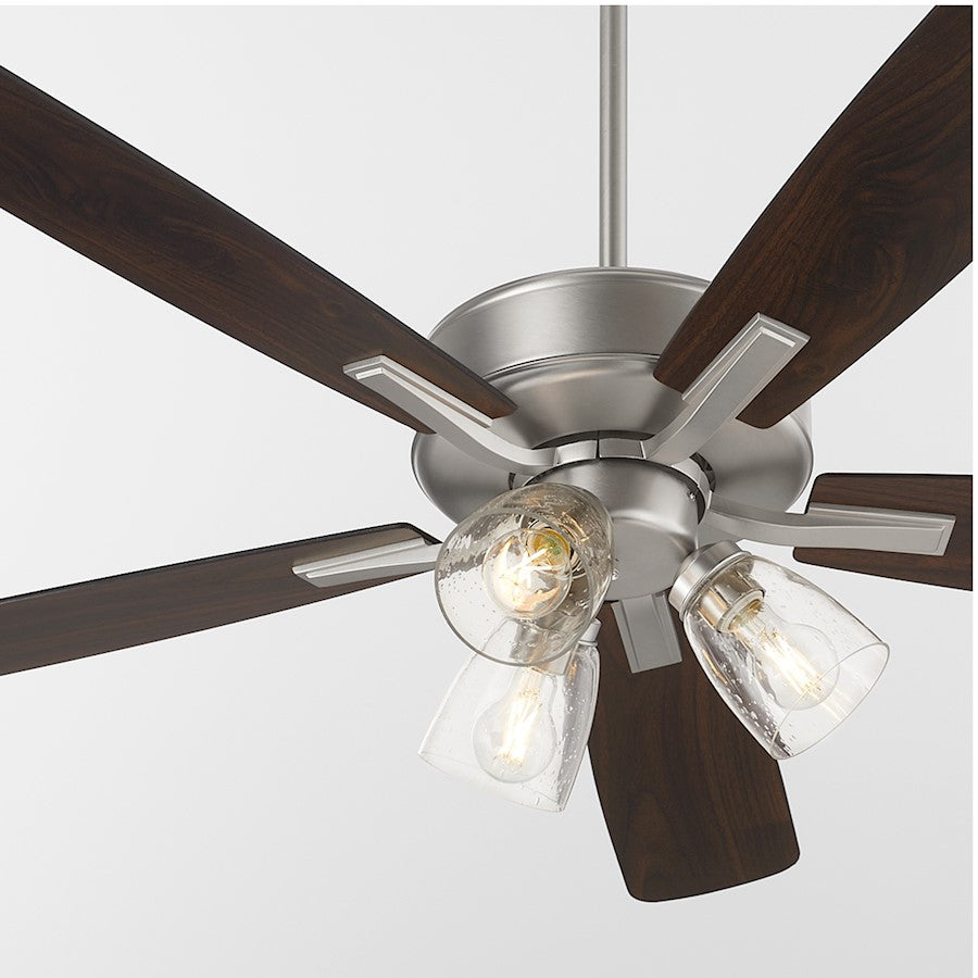 Quorum Ovation 3Lt Clear/Seeded Ceiling Fan, Satin Nickel