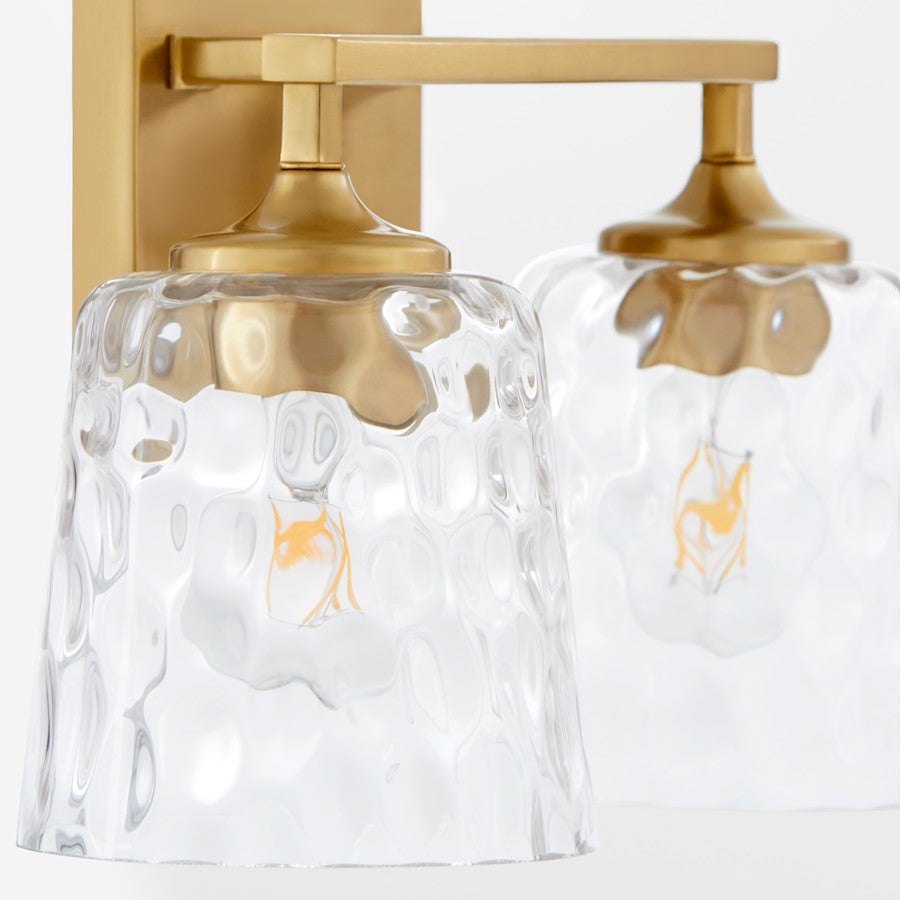 2 Light Bathroom Vanity Light, Aged Brass