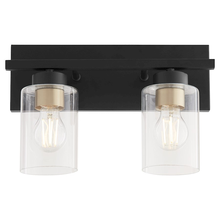 2 Light Bathroom Vanity Light, Matte Black