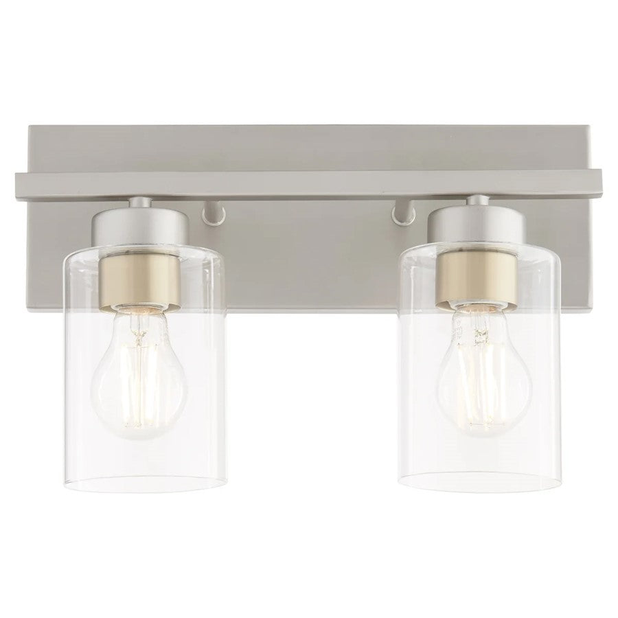 2 Light Bathroom Vanity Light, Satin Nickel