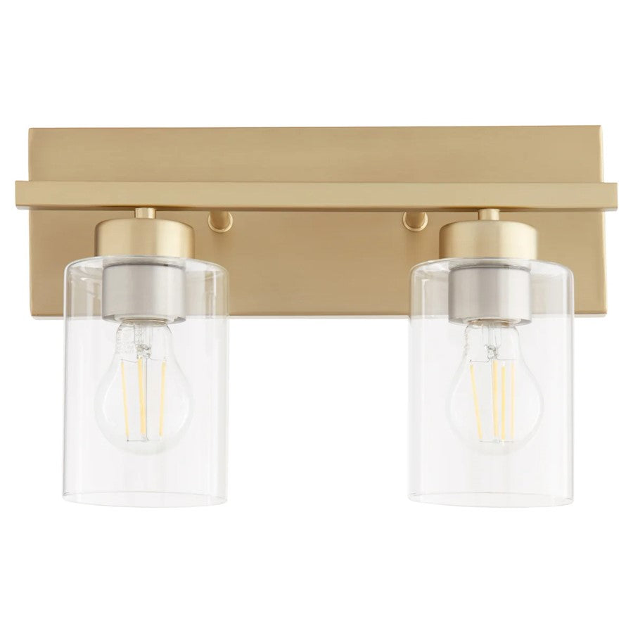 2 Light Bathroom Vanity Light, Aged Brass
