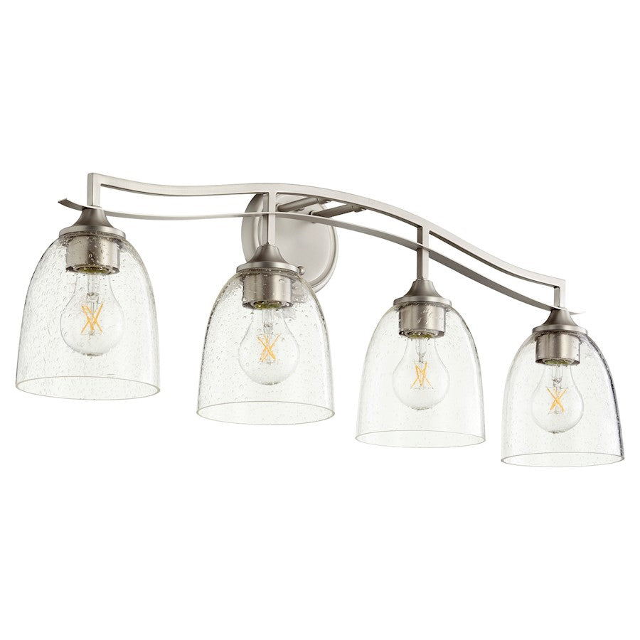 Quorum Jardin 4 Light Vanity, Satin Nickel/Clear Seeded