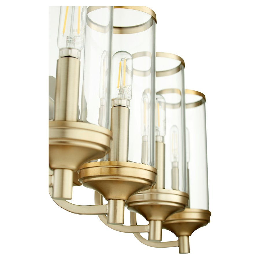 Quorum Collins 4 Light Vanity, Aged Brass