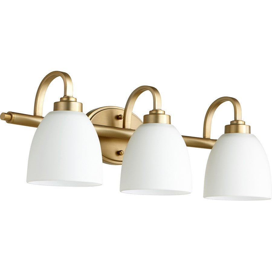 Quorum Reyes 3 Light 24.75' Vanity, Aged Brass