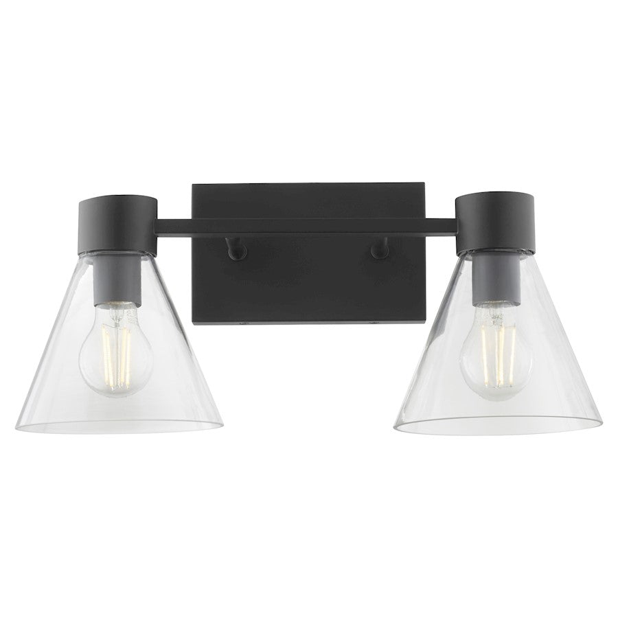 2 Light Bathroom Vanity Light, Matte Black