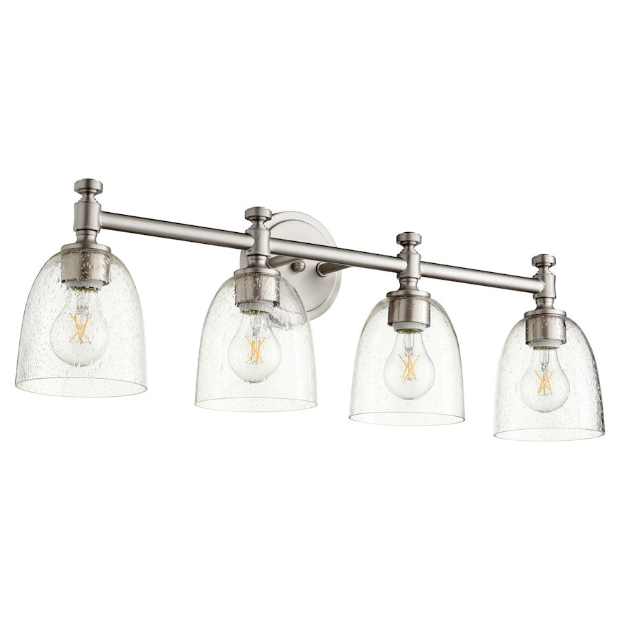 Quorum Rossington 4 Light Vanity, Satin Nickel/Clear Seeded
