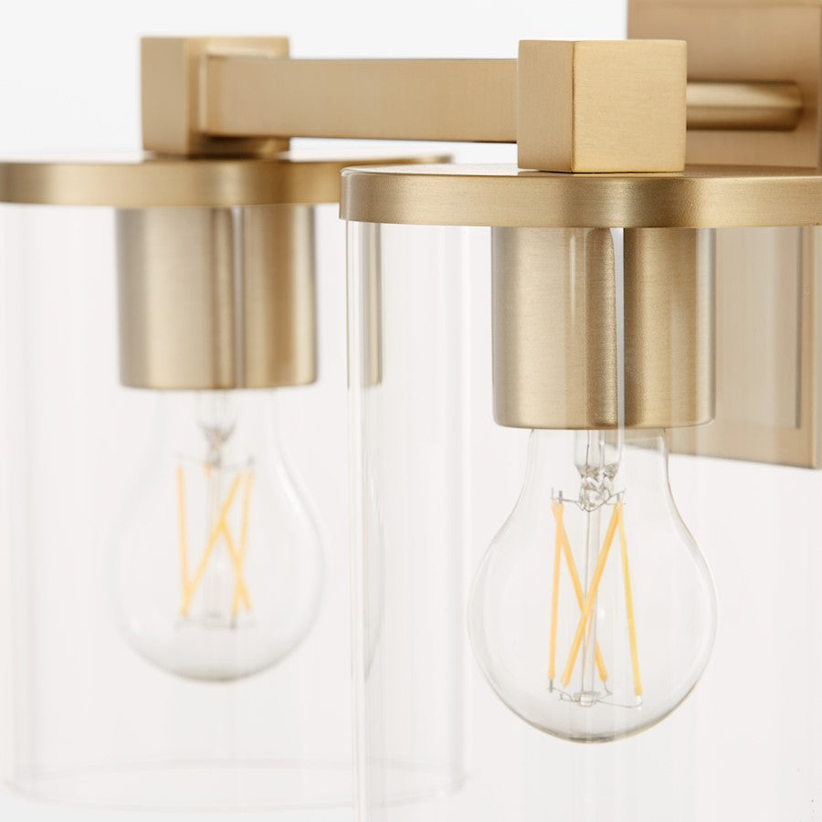 2 Light Bathroom Vanity Light, Aged Brass