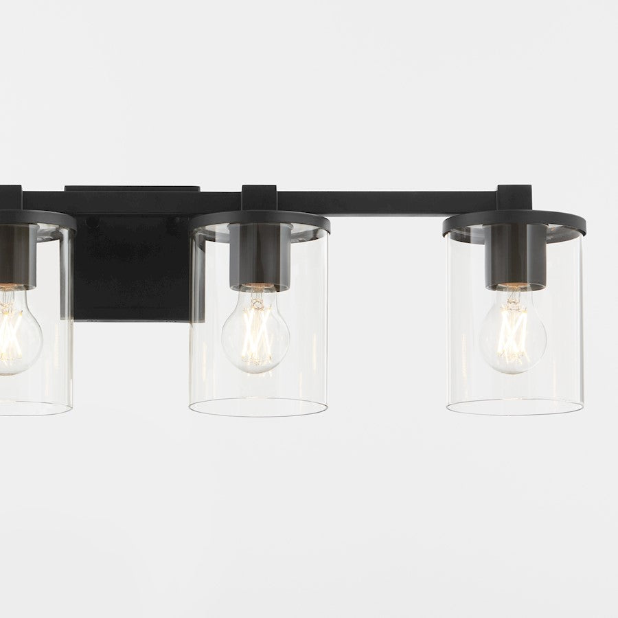 4 Light Bathroom Vanity Light, Matte Black