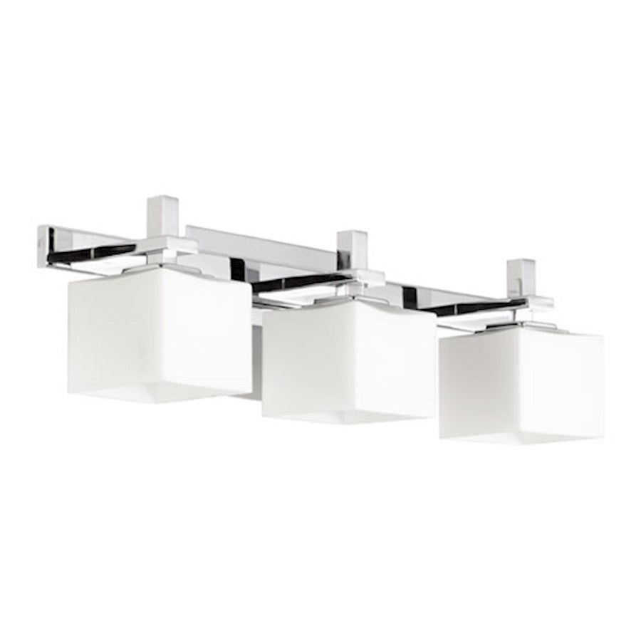 Quorum 3 Light Square Vanity, Chrome