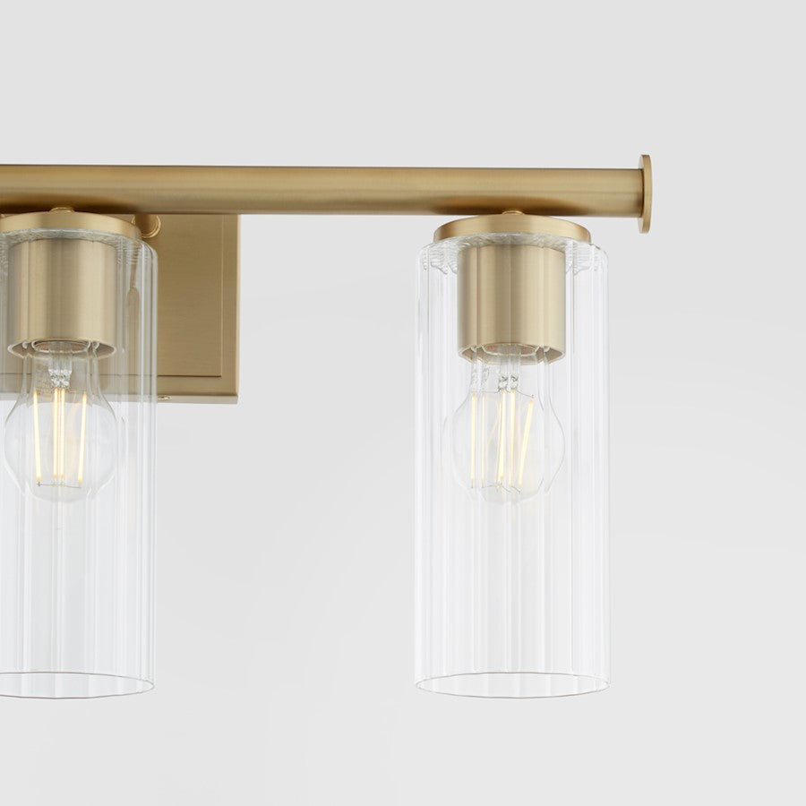 3 Light Bathroom Vanity Light, Aged Brass