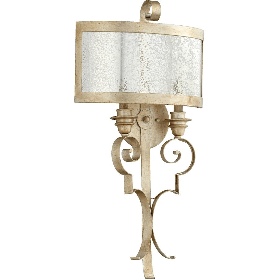 Quorum Champlain 2 Light Wall Mount, Aged Silver Leaf