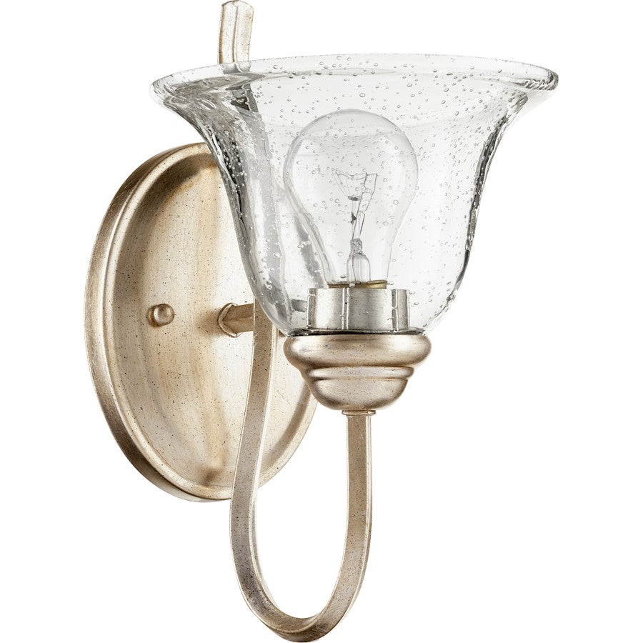 Quorum Spencer 1 Light 7' Wall Mount, Silver/Clear Seeded