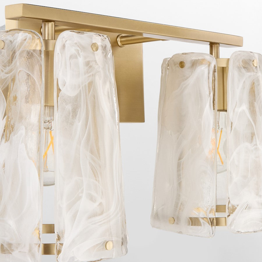2 Light Bathroom Vanity Light, Aged Brass