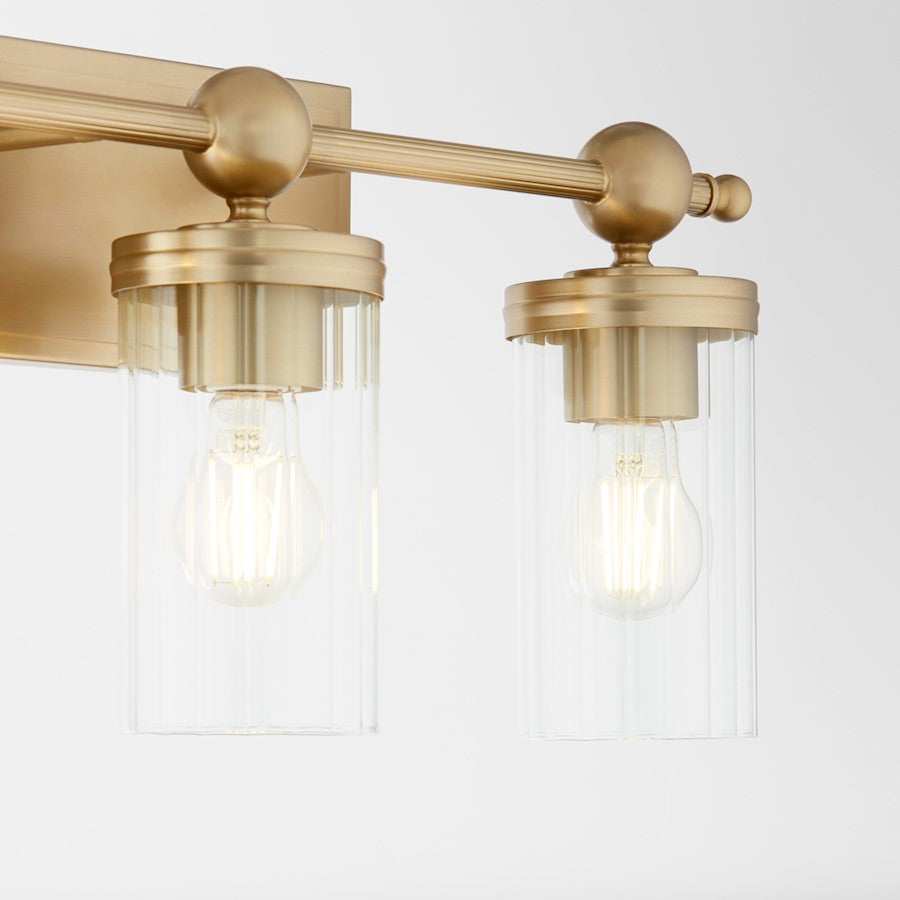 3 Light Bathroom Vanity Light, Aged Brass