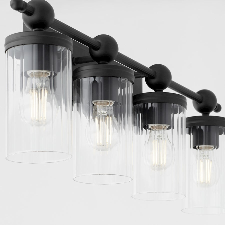 4 Light Bathroom Vanity Light, Matte Black