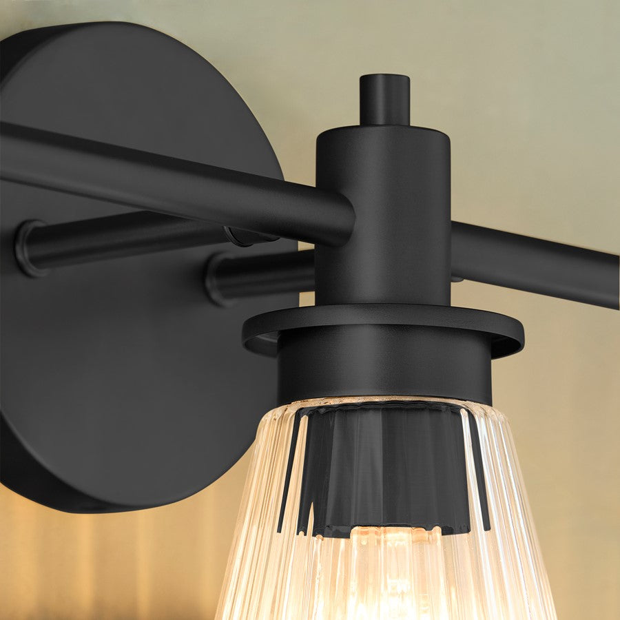 Quorum Lawton 3 Light Vanity, Matte Black/Clear