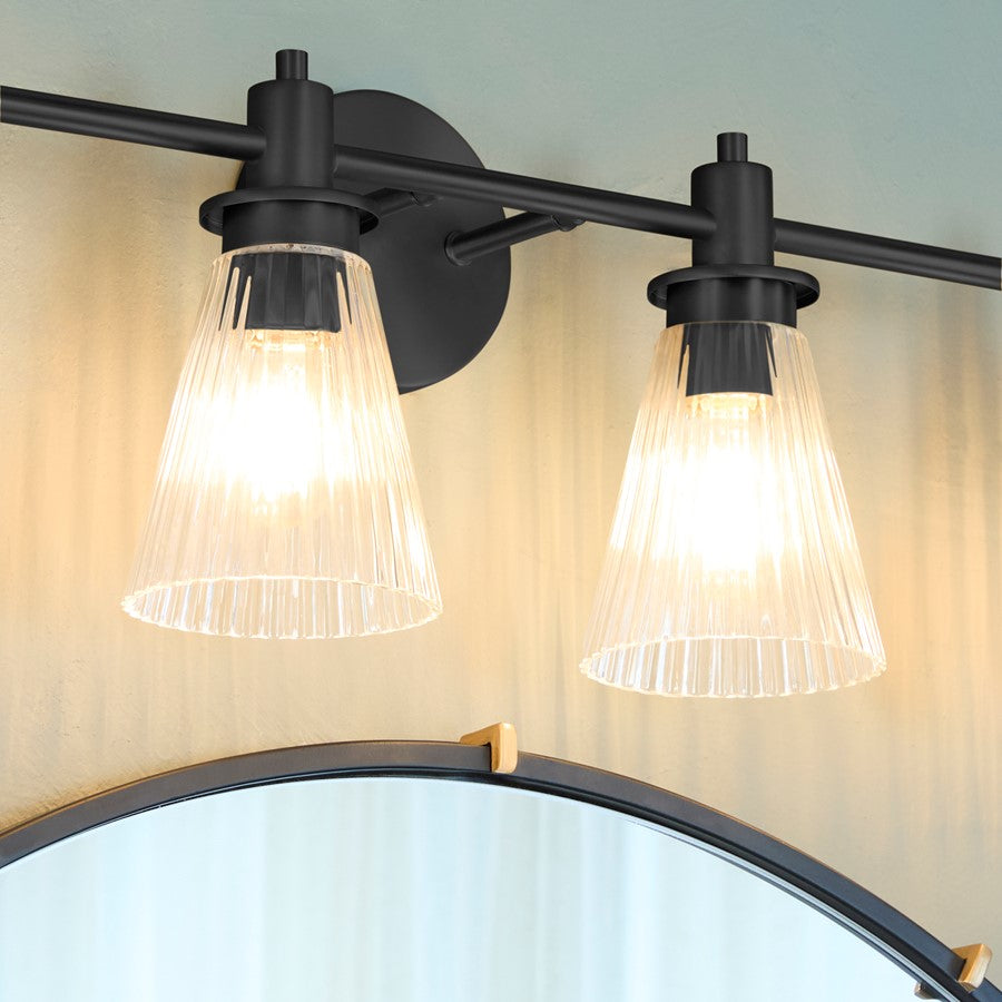 Quorum Lawton 4 Light Vanity, Matte Black/Clear