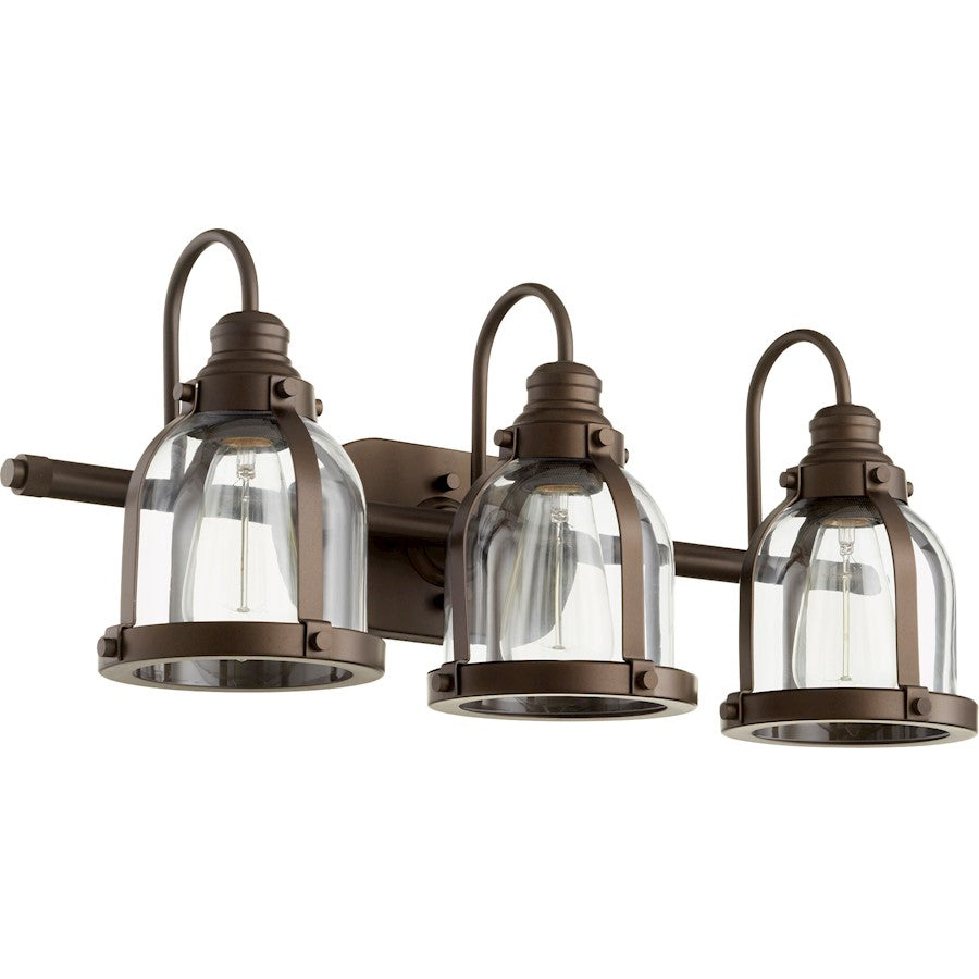 Quorum 3 Light Banded Dome Vanity, Oiled Bronze