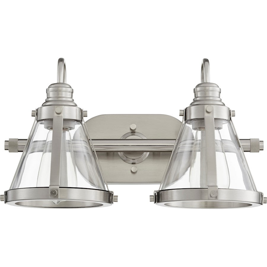 Quorum 2 Light Banded Cone Vanity, Satin Nickel