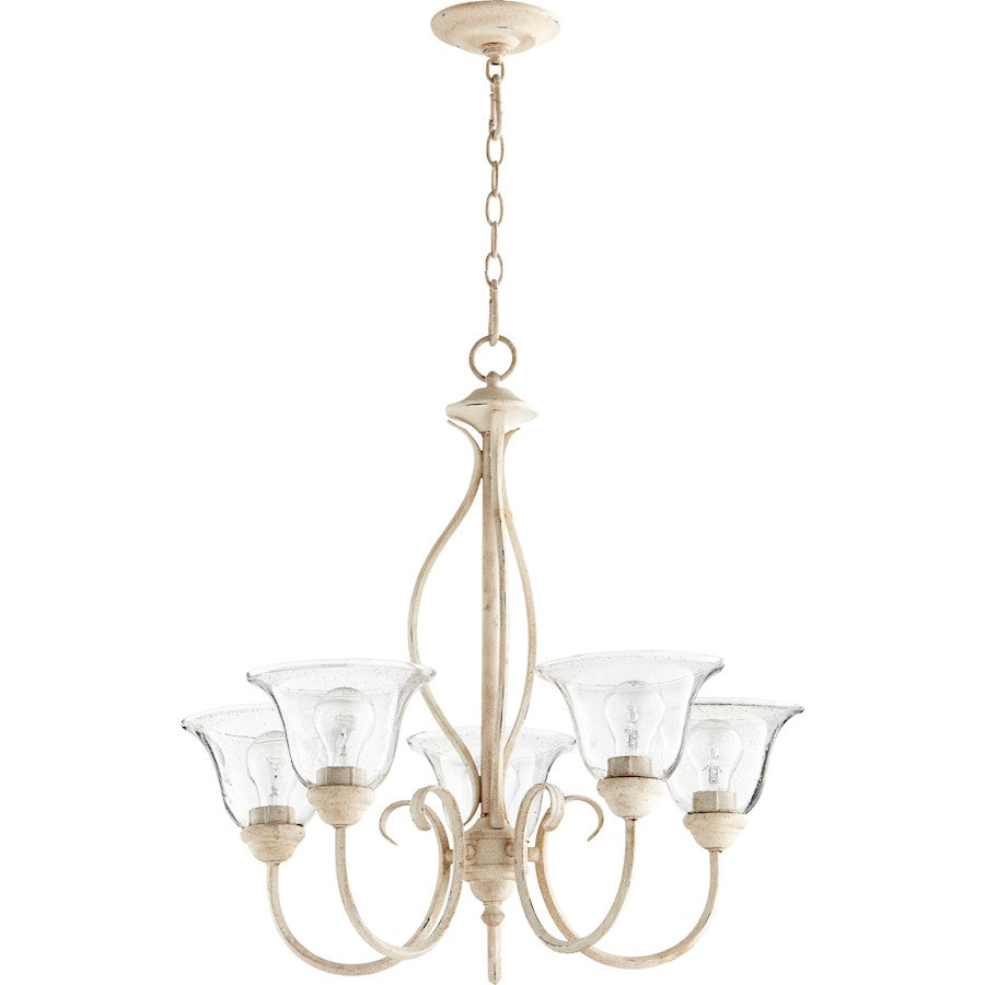 Quorum Spencer 5 Light 24.5' Chandelier, White/Seeded