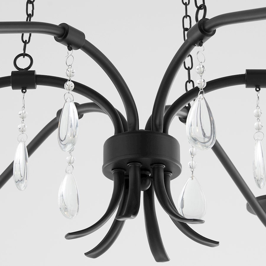 6 Light 36" Chandelier, Matte Black