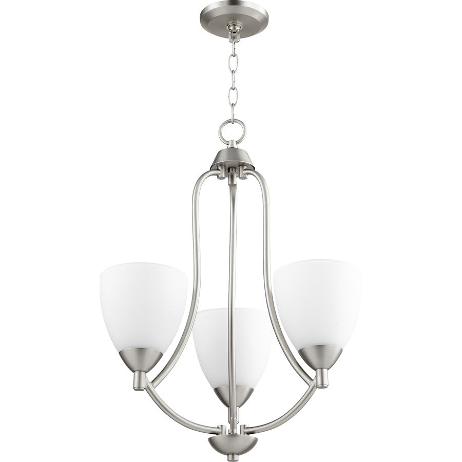 Quorum Barkley 3 Light Chandelier, Satin Nickel